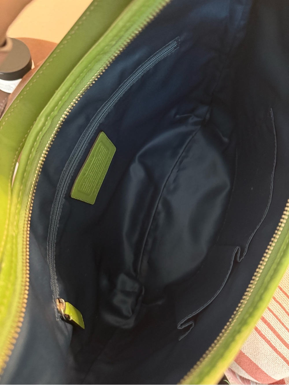 Coach Green Signature Canvas Hobo with Center Stripe - Picture 4 of 5